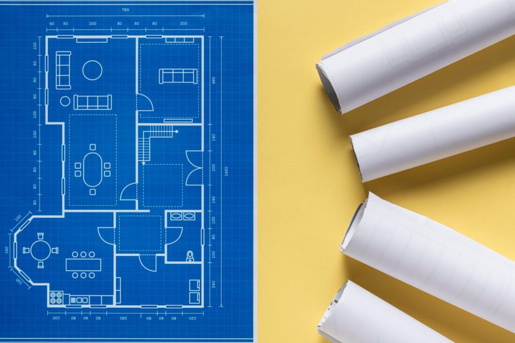 مخطط هندسي يوضح تكامل أنظمة السلامة في المباني الحديثة.